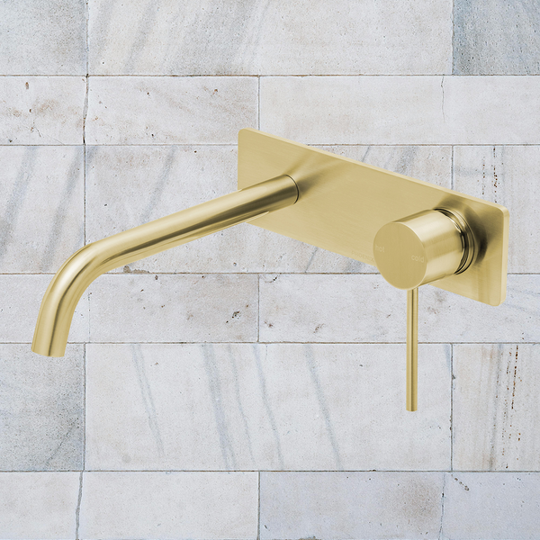 Phoenix Vivid Slimline SwitchMix Wall Basin / Bath Mixer Set 230mm (Fit-Off Kit Only) Lead Free Brushed Gold