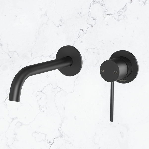 Phoenix Vivid Slimline SwitchMix Wall Basin / Bath Mixer Set 60mm Backplates (Fit-Off Kit Only) Lead Free Matte Black