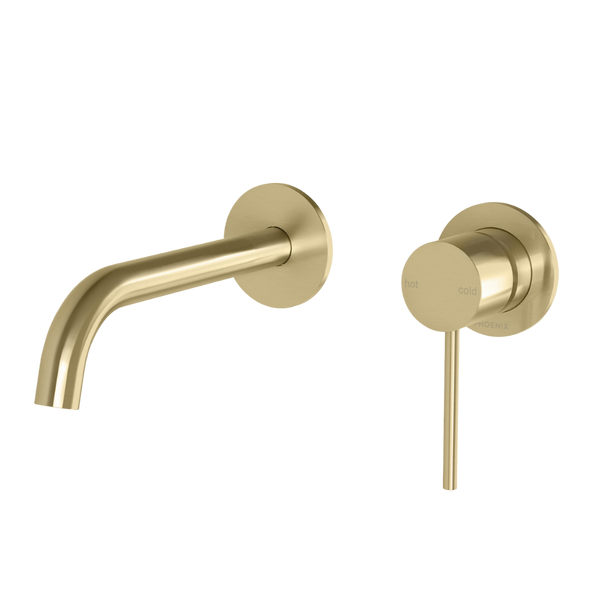 Phoenix Vivid Slimline SwitchMix Wall Basin / Bath Mixer Set 60mm Backplates (Fit-Off Kit Only) Lead Free Brushed Gold