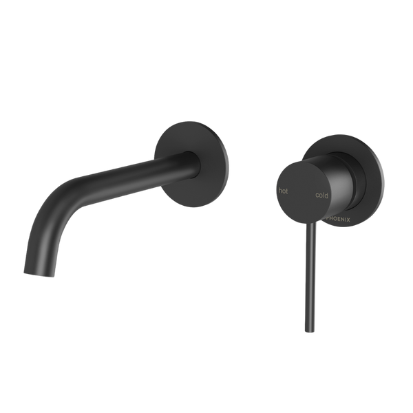 Phoenix Vivid Slimline SwitchMix Wall Basin / Bath Mixer Set 60mm Backplates (Complete Kit) Lead Free Matte Black