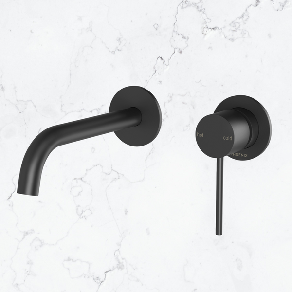 Phoenix Vivid Slimline SwitchMix Wall Basin / Bath Mixer Set 60mm Backplates (Complete Kit) Lead Free Matte Black