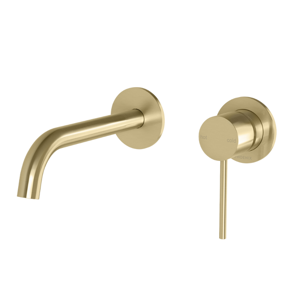 Phoenix Vivid Slimline SwitchMix Wall Basin / Bath Mixer Set 60mm Backplates (Complete Kit) Lead Free Brushed Gold