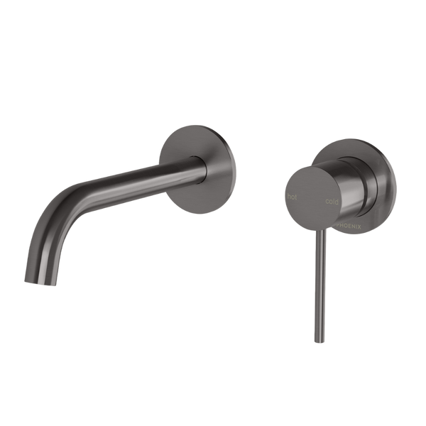 Phoenix Vivid Slimline SwitchMix Wall Basin / Bath Mixer Set 60mm Backplates (Complete Kit) Lead Free Brushed Carbon