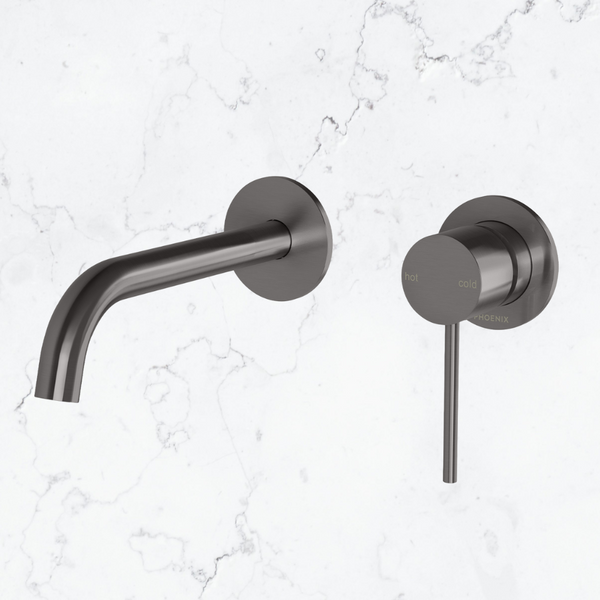 Phoenix Vivid Slimline SwitchMix Wall Basin / Bath Mixer Set 60mm Backplates (Complete Kit) Lead Free Brushed Carbon