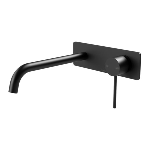 Phoenix Vivid Slimline SwitchMix Wall Bath Mixer Set 230mm Curved (Complete Kit) Matte Black