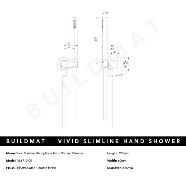Phoenix Vivid Slimline Microphone Hand Shower Chrome