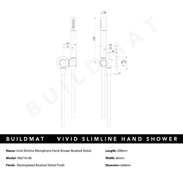 Phoenix Vivid Slimline Microphone Hand Shower Brushed Nickel