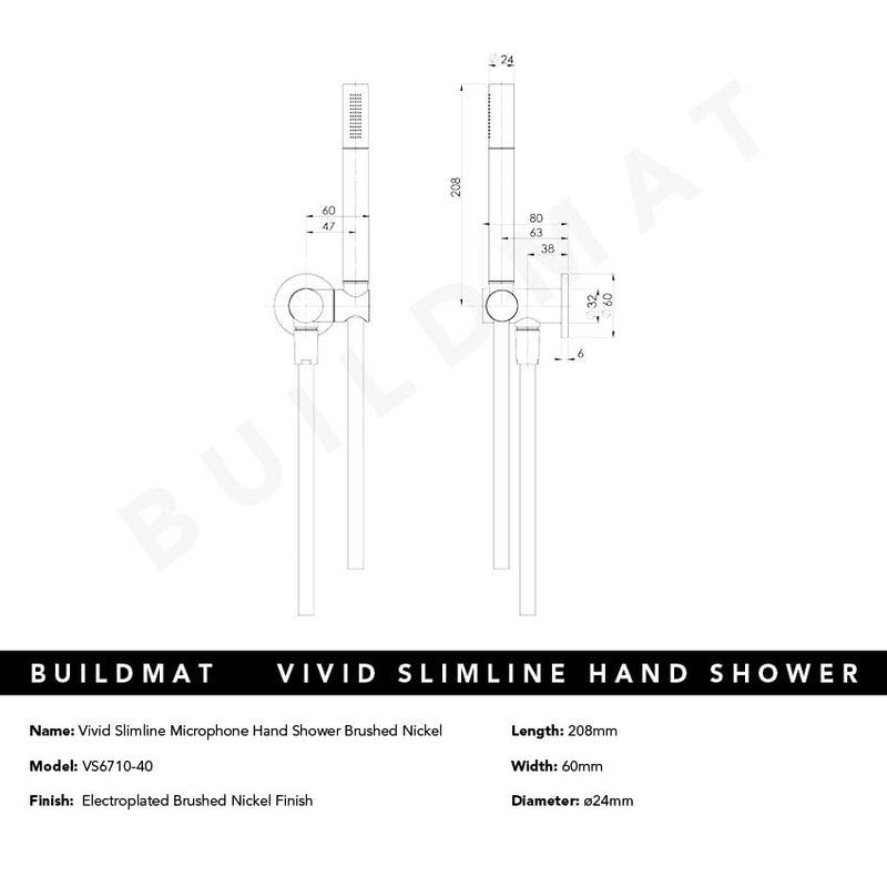 Vivid Slimline Microphone Hand Shower Brushed Nickel