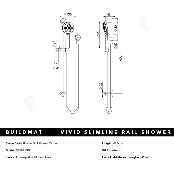 Phoenix Vivid Slimline Rail Shower Chrome