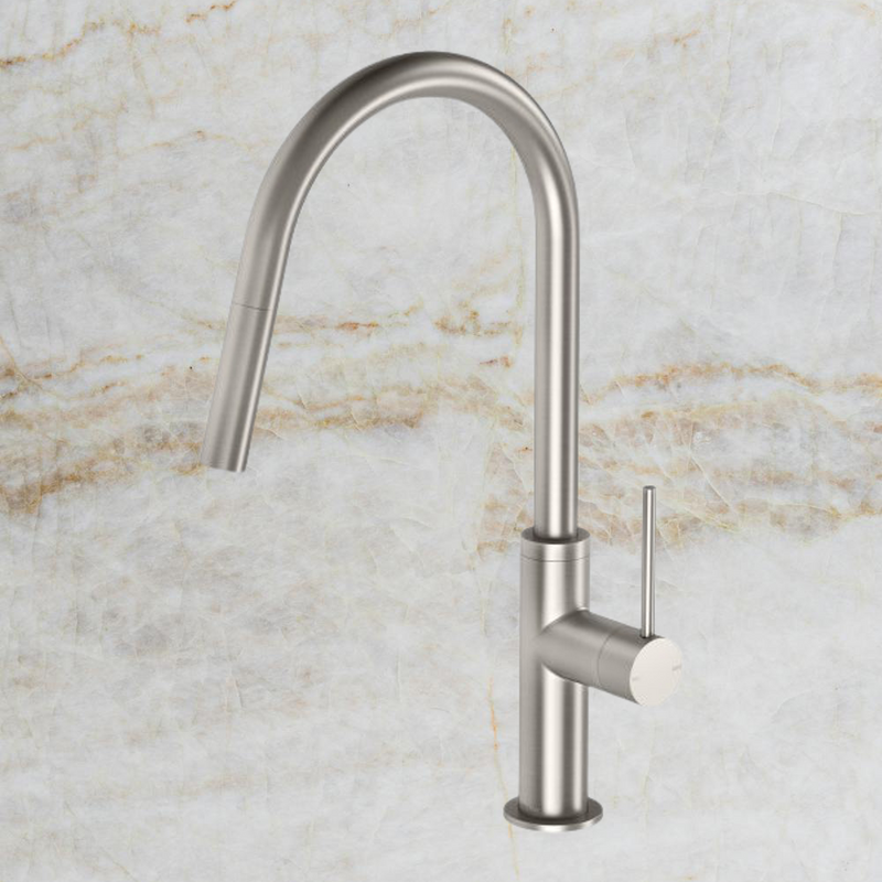 Vivid Slimline Brushed Nickel Pull Out Sink Mixer