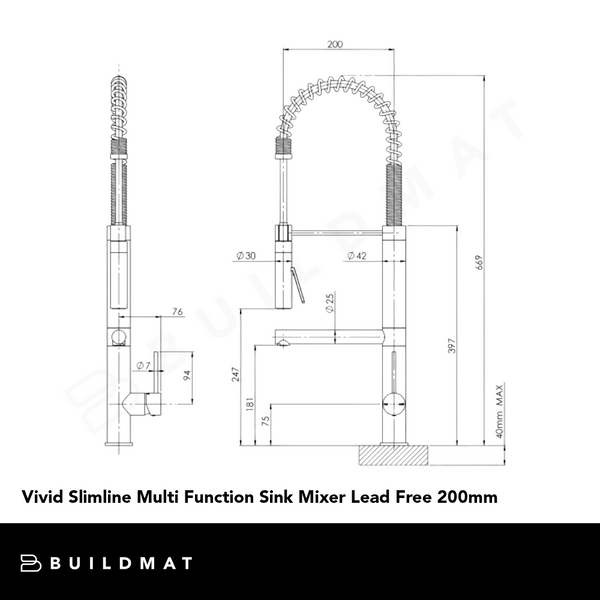 Phoenix Vivid Slimline Multi Function Sink Mixer Lead Free 200mm Chrome