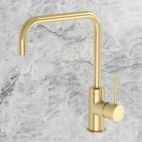 Phoenix Vivid Slimline Sink Mixer 220mm Squareline Brushed Gold