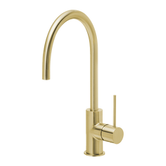 Phoenix Vivid Slimline Sink Mixer 220mm Gooseneck Lead Free Brushed Gold