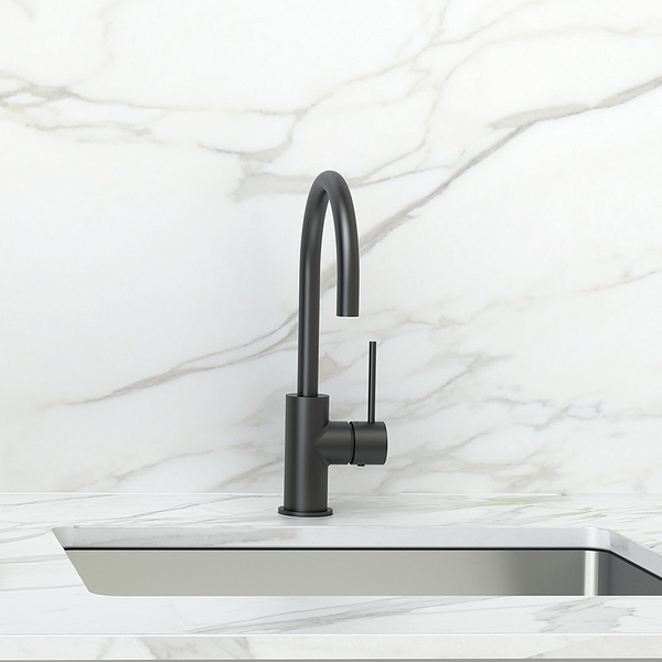 Phoenix Vivid Slimline Matte Black Sink Mixer 160mm Gooseneck