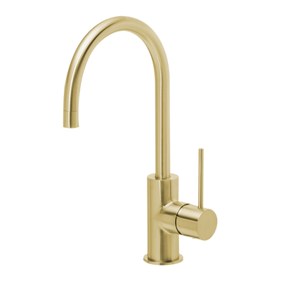 Vivid Slimline Brushed Gold Sink Mixer 160mm Gooseneck