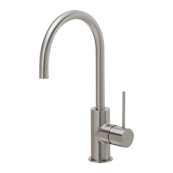 Phoenix Vivid Slimline Brushed Nickel Sink Mixer 160mm Gooseneck Lead Free