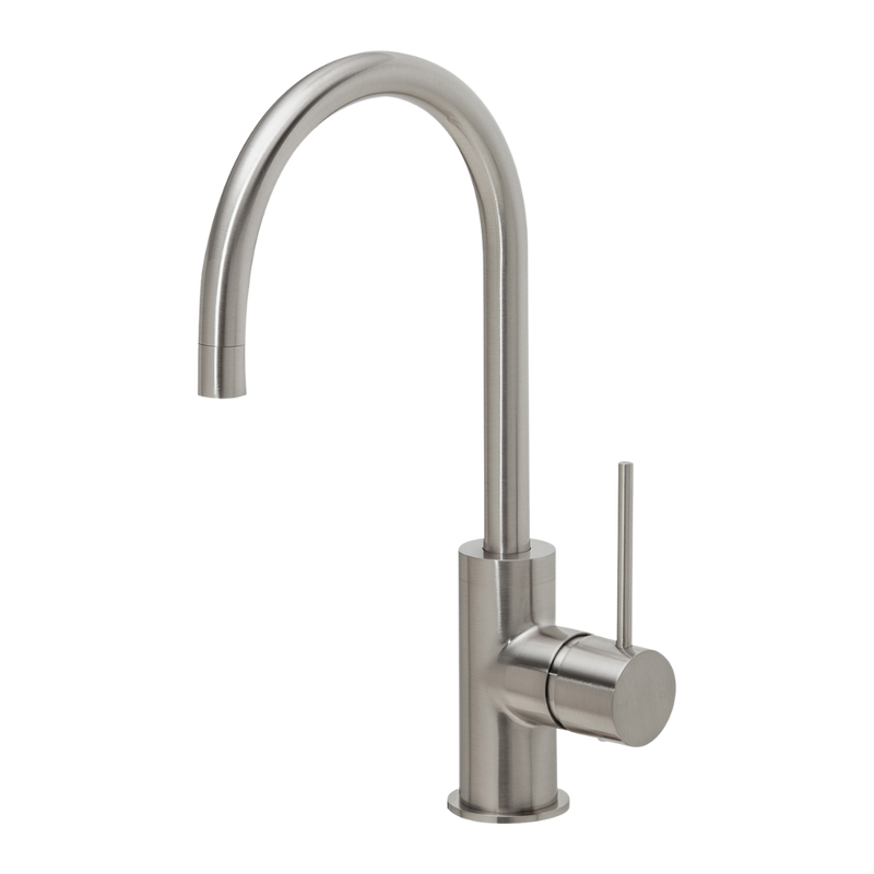 Vivid Slimline Brushed Nickel Sink Mixer 160mm Gooseneck