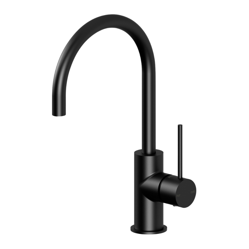 Vivid Slimline Matte Black Sink Mixer 160mm Gooseneck