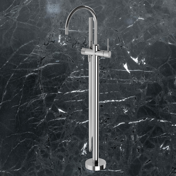Phoenix Vivid Slimline Floor Mounted Bath Mixer with Hand Shower Chrome