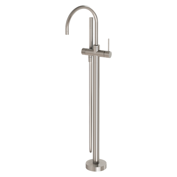 Phoenix Vivid Slimline Floor Mounted Bath Mixer with Hand Shower Brushed Nickel