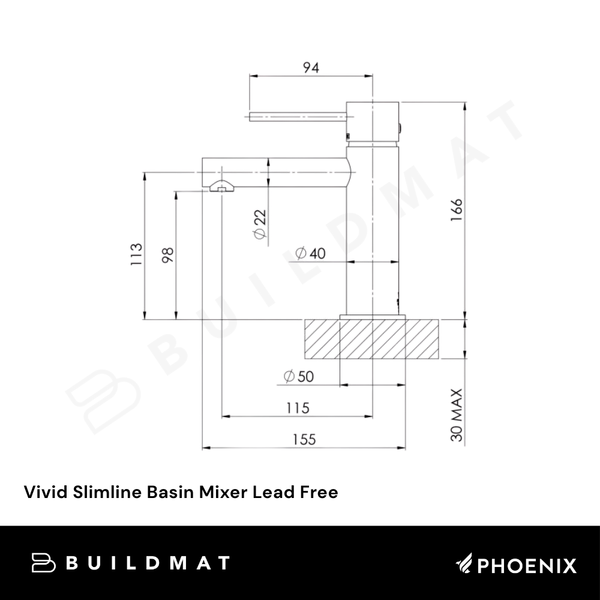 Phoenix Vivid Slimline Basin Mixer Brushed Gold Lead Free