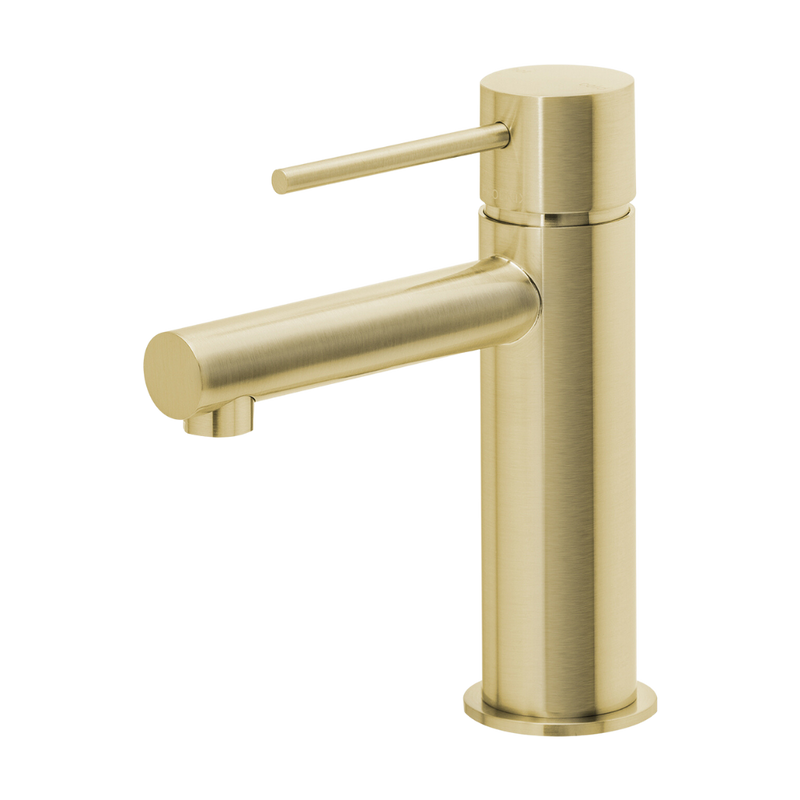 Vivid Slimline Basin Mixer Curved Outlet Brushed Gold