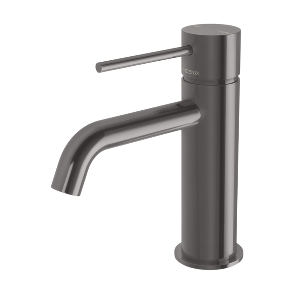 Phoenix Vivid Slimline Basin Mixer Curved Outlet Lead Free Brushed Carbon
