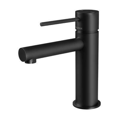 Vivid Slimline Basin Mixer Curved Outlet Matte Black