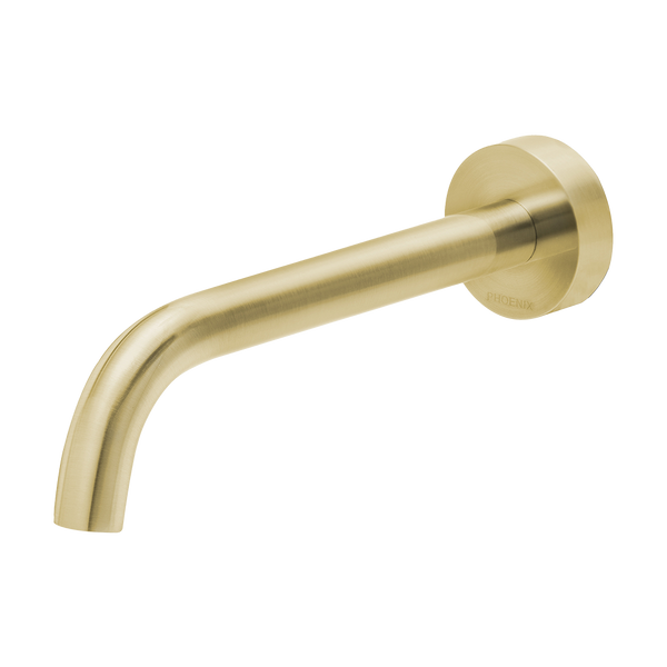 Phoenix Vivid Slimline Wall Bath Outlet 180mm Curved Brushed Gold