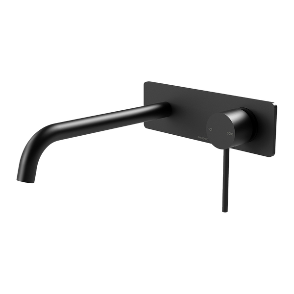 Phoenix Vivid Slimline Wall Basin Mixer Set 230mm Curved Matte Black