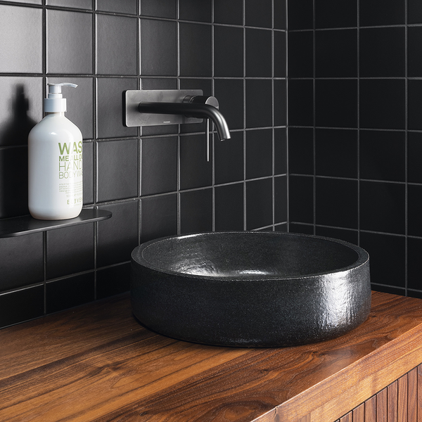 Phoenix Vivid Slimline Wall Basin Mixer Set 180mm Curved Brushed Carbon