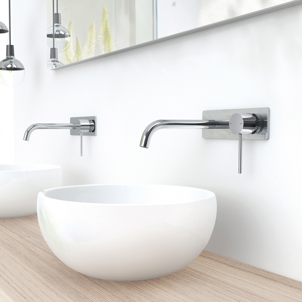 Phoenix Vivid Slimline Wall Basin Mixer Set 180mm Curved Chrome