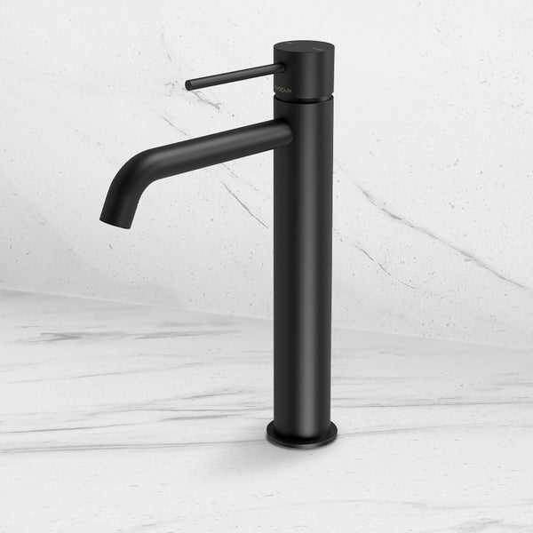 Phoenix Vivid Slimline Vessel Mixer Curved Outlet Matte Black
