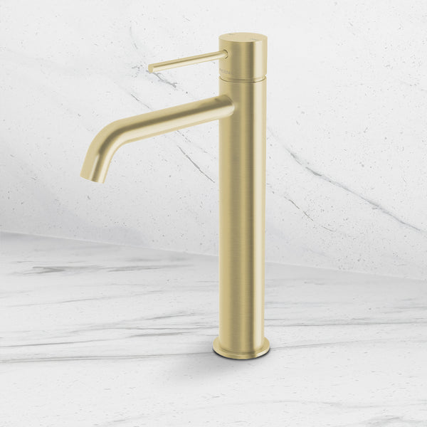 Phoenix Vivid Slimline Vessel Mixer Curved Outlet Brushed Gold