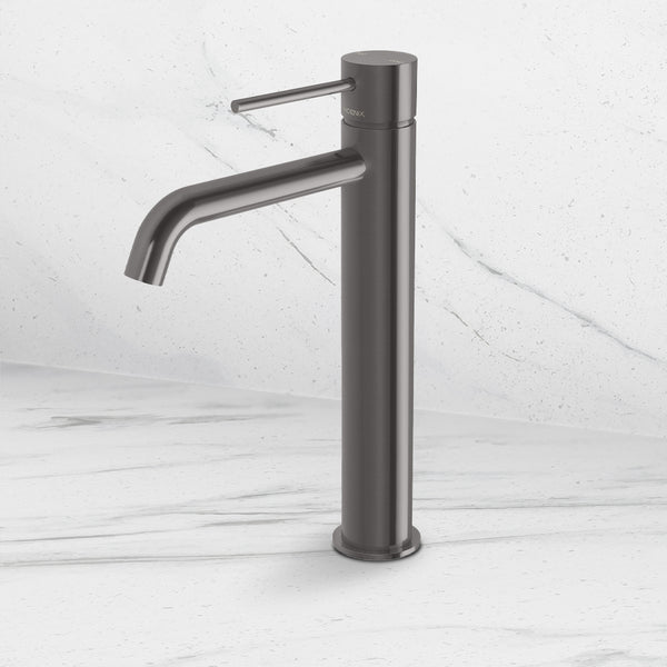 Phoenix Vivid Slimline Vessel Mixer Curved Outlet Brushed Carbon