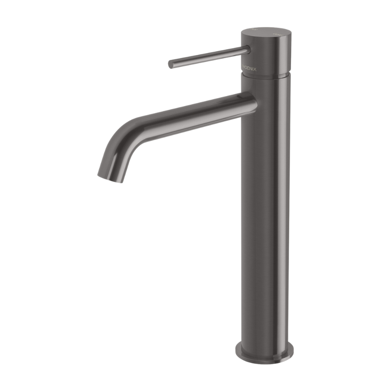 Vivid Slimline Vessel Mixer Curved Outlet Brushed Carbon