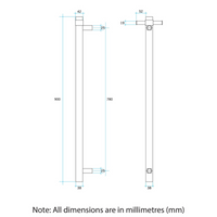 Straight Round Vertical Single Heated Towel Rail Brushed Nickel
