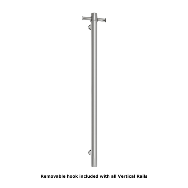Thermogroup 12V Straight Round Vertical Single Heated Towel Rail Polished Stainless Steel