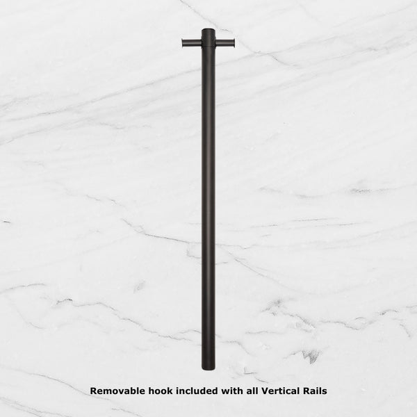 Thermogroup Straight Round Vertical Single Heated Towel Rail Matte Black