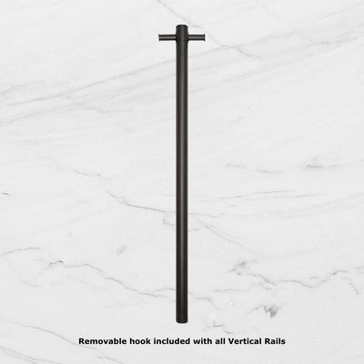 Straight Round Vertical Single Heated Towel Rail Matte Black