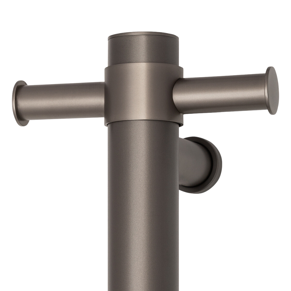 Thermogroup Straight Round Vertical Single Heated Towel Rail Brushed Gunmetal Buildmat