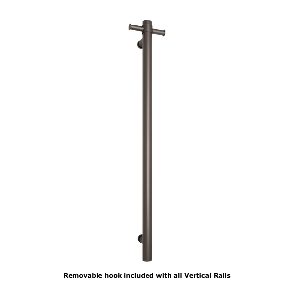 Straight Round Vertical Single Heated Towel Rail Brushed Gunmetal