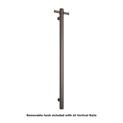 Thermogroup Straight Round Vertical Single Heated Towel Rail Brushed Gunmetal