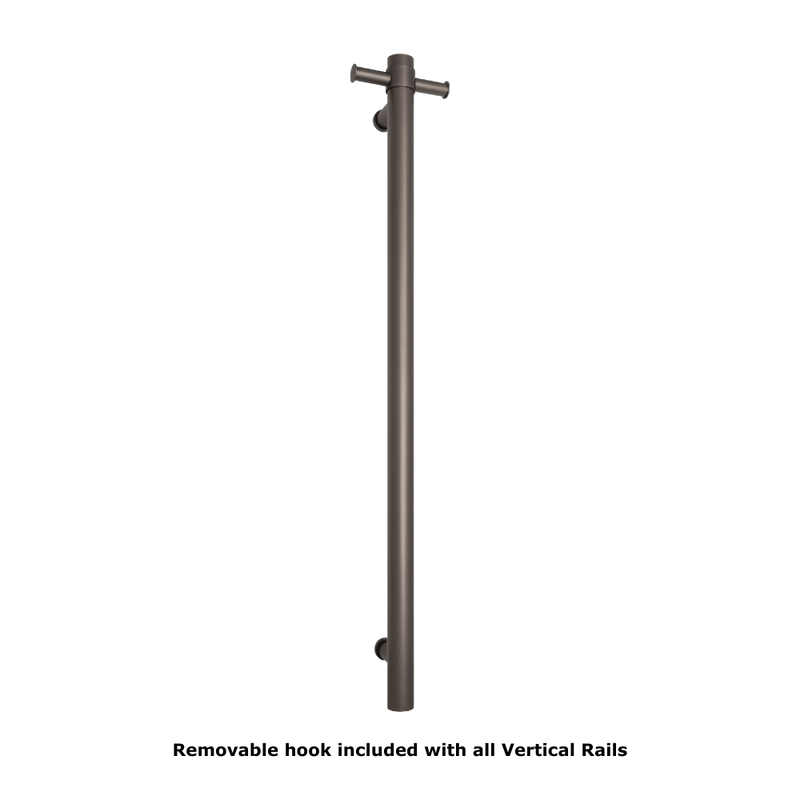 Straight Round Vertical Single Heated Towel Rail Brushed Gunmetal