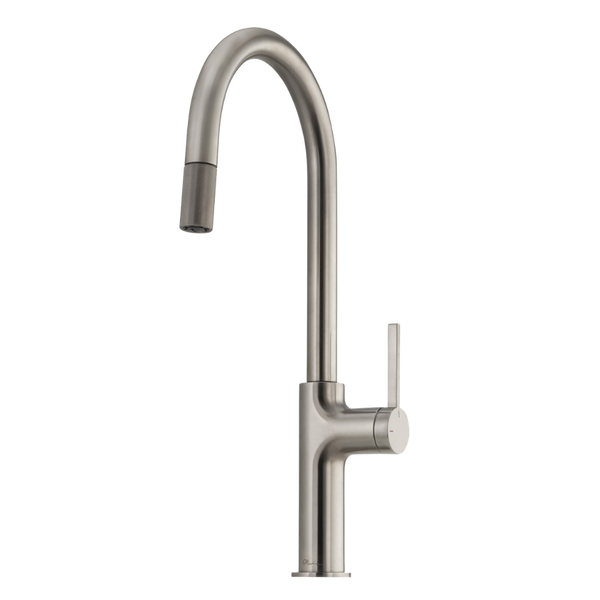 Oliveri Vilo Goose Neck Pull Out Mixer Brushed Nickel