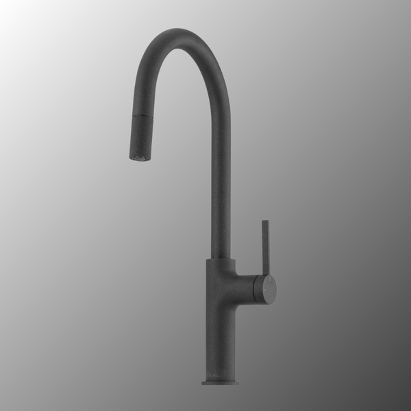 Oliveri Vilo Goose Neck Pull Out Mixer Black Granite