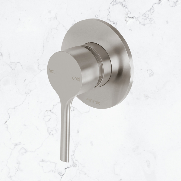 Phoenix Vivid Slimline Oval SwitchMix Shower / Wall Mixer (Complete Kit) Lead Free Brushed Nickel