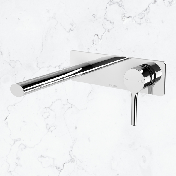 Phoenix Vivid Slimline Oval SwitchMix Wall Basin / Bath Mixer Set 175mm (Complete Kit) Lead Free Chrome