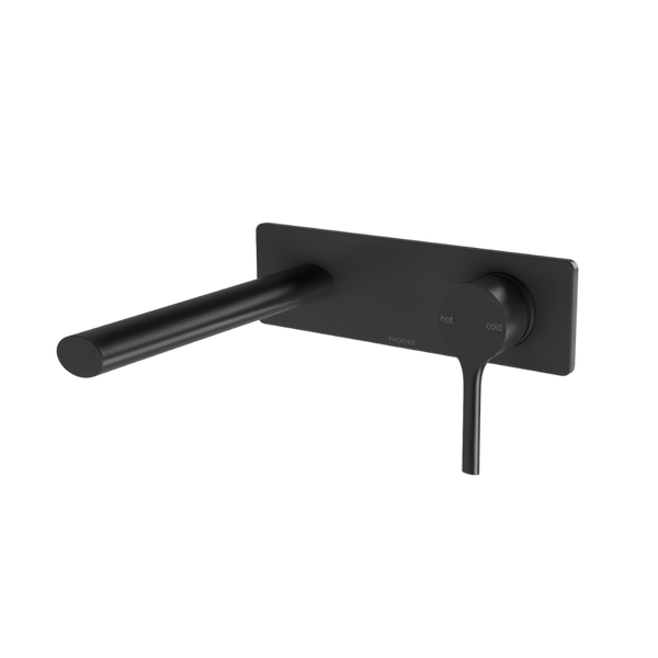 Phoenix Vivid Slimline Oval SwitchMix Wall Basin/Bath Mixer Set 175mm (Complete Kit) Matte Black Lead Free
