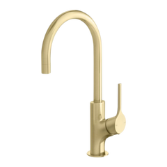 Phoenix Vivid Slimline Oval Sink Mixer 160mm Gooseneck Lead Free Brushed Gold